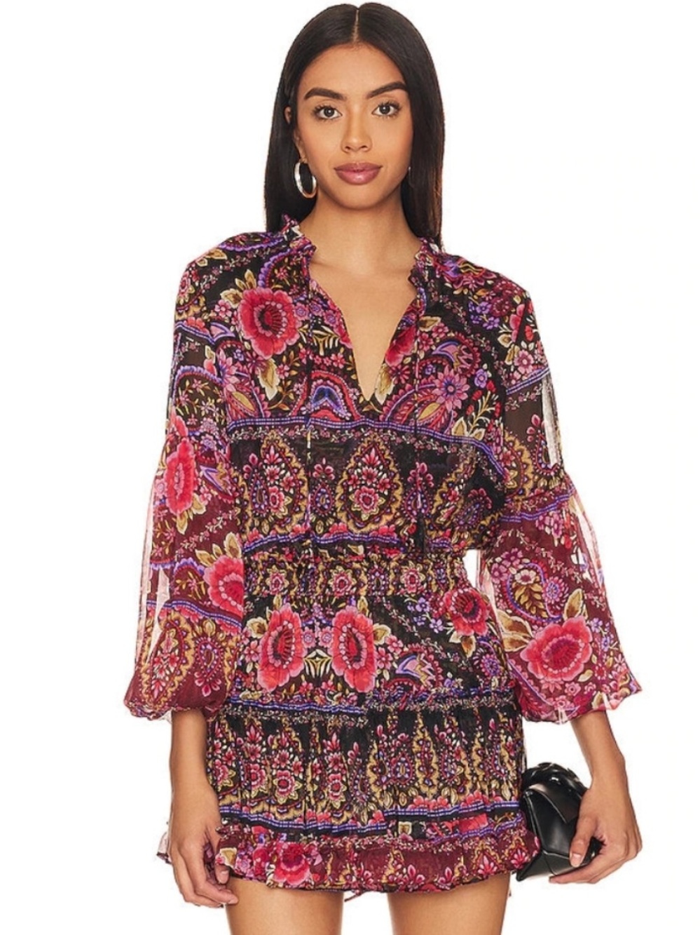 NWT Misa Los Angeles Valentina Floral Ruffled Mini Dress Small